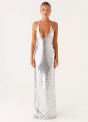 Billions Sequin Maxi Dress - Mirror Silver